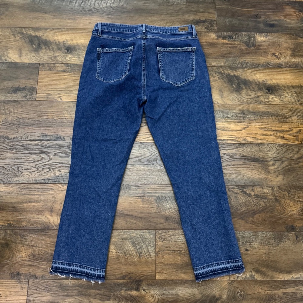 PAIGE Taylor Straight Lyla Jeans Womens 31 High Rise Raw Hem Crop Denim - Picture 7 of 7